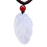 Agate Ice Chalcedony Leaf Pendant for Men and Women