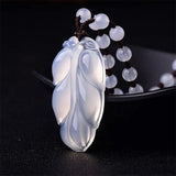 Agate Ice Chalcedony Leaf Pendant for Men and Women