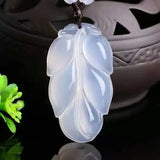 Agate Ice Chalcedony Leaf Pendant for Men and Women