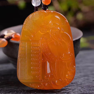 Agate Chalcedony Abacus God of Wealth Pendant