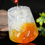 Natural Agate Ice Kind Chalcedony Dragon Pendant for Men and Women