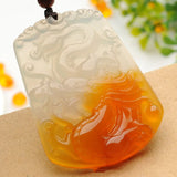 Natural Agate Ice Kind Chalcedony Dragon Pendant for Men and Women