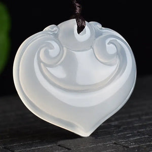 Agate Ice Chalcedony Baby Lock Pendant Heart-shaped Necklace