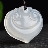 Agate Ice Chalcedony Baby Lock Pendant Heart-shaped Necklace