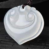 Agate Ice Chalcedony Baby Lock Pendant Heart-shaped Necklace