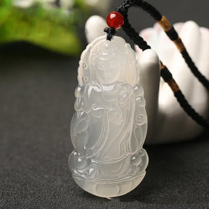 Natural Agate Ice Jade Guanyin Pendant Men's Safe Pendant