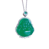 Green Chalcedony Buddha Pendant Necklace for Women