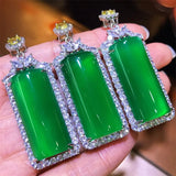 Green Chalcedony Pendant with Natural Agate Inlay