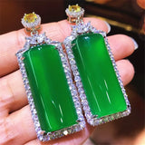 Green Chalcedony Pendant with Natural Agate Inlay