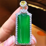 Green Chalcedony Pendant with Natural Agate Inlay