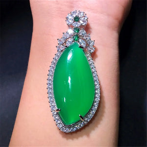 Green Chalcedony Pendant Joker Necklace for Women