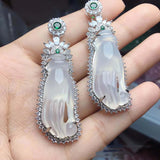 Natural Agate Inlaid Chalcedony Bergamot Pendant Necklace