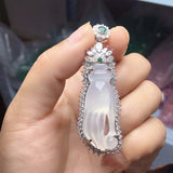 Natural Agate Inlaid Chalcedony Bergamot Pendant Necklace