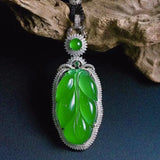 Agate Branches & Jade Leaves Pendant with Green Chalcedony