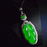 Agate Branches & Jade Leaves Pendant with Green Chalcedony