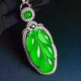 Agate Branches & Jade Leaves Pendant with Green Chalcedony