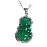 Natural Agate Inlaid Ice-green Chalcedony Guanyin Pendant Safe Jewelry