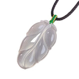 Natural Agate Ice Chalcedony Leaf Pendant for Men and Women