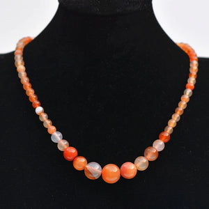 Natural Agate Necklace Red Crystal Beaded Jewelry