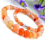 Natural Agate Necklace Red Crystal Beaded Jewelry