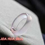 Natural Agate Pink Jade Rings Gemstone Band Chalcedony Jewellery Women Handring