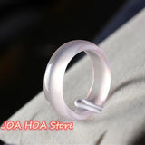 Natural Agate Pink Jade Rings Gemstone Band Chalcedony Jewellery Women Handring