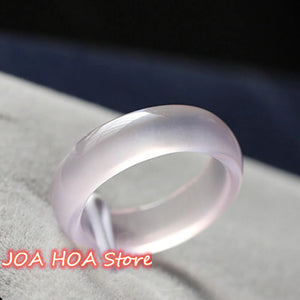 Natural Agate Pink Jade Rings Gemstone Band Chalcedony Jewellery Women Handring