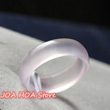 Natural Agate Pink Jade Rings Gemstone Band Chalcedony Jewellery Women Handring