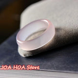 Natural Agate Pink Jade Rings Gemstone Band Chalcedony Jewellery Women Handring