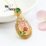 Natural Agate Powder Chalcedony Egg Pendant Necklace Women Fashion Jewelry