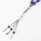 Natural Agate Purple Stone 33 Beads Islamic Tasbih Bracelet