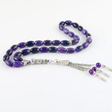 Natural Agate Purple Stone 33 Beads Islamic Tasbih Bracelet