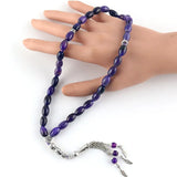 Natural Agate Purple Stone 33 Beads Islamic Tasbih Bracelet