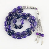 Natural Agate Purple Stone 33 Beads Islamic Tasbih Bracelet