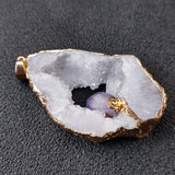 Agate Quartz Geode Slice Pendant Crystal Amethyst Necklace
