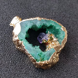 Agate Quartz Geode Slice Pendant Crystal Amethyst Necklace