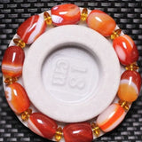 Agate Red Silk Barrel Beads Bracelet Men Women Jewelry