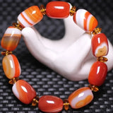 Agate Red Silk Barrel Beads Bracelet Men Women Jewelry