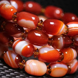 Agate Red Silk Barrel Beads Bracelet Men Women Jewelry