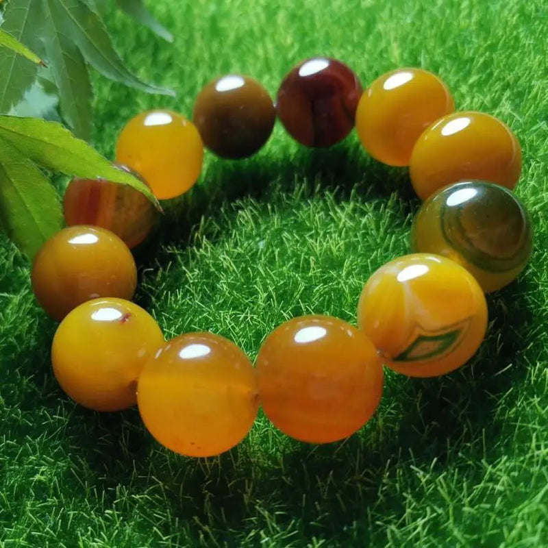 Agate Round Beads Single Loop Bracelet for Men and Women
