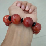 Agate Round Beads Single Ring Bracelet for Men and Women