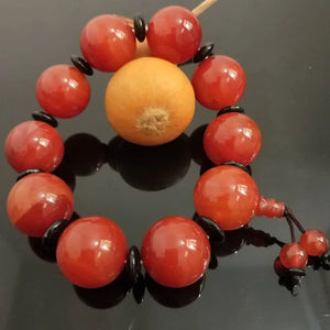 Agate Round Beads Single Ring Bracelet for Men and Women
