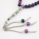 Natural Agate Round 99 Prayer Beads Rosary Islamic Muslim Tasbih Allah Masbaha