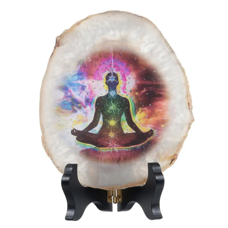 Agate Slice Art Print Chakra Table Display with Stand