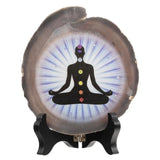 Agate Slice Art Print Chakra Table Display with Stand
