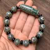 Natural Agate Tibetan Three Eye Round Beads with Nine Eye DZi Beads