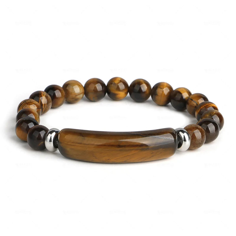 Agate Tiger Eye Quartz 8mm Round Bead Bracelet