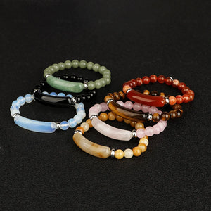 Agate Tiger Eye Quartz 8mm Round Bead Bracelet
