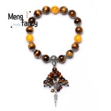 Tiger's Eye Stone Vajra Pestle Bracelet Car Hanging Charms