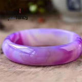 Natural Agate Violet Chalcedony Bracelet Charms Women Bangle Jade Jewelry
